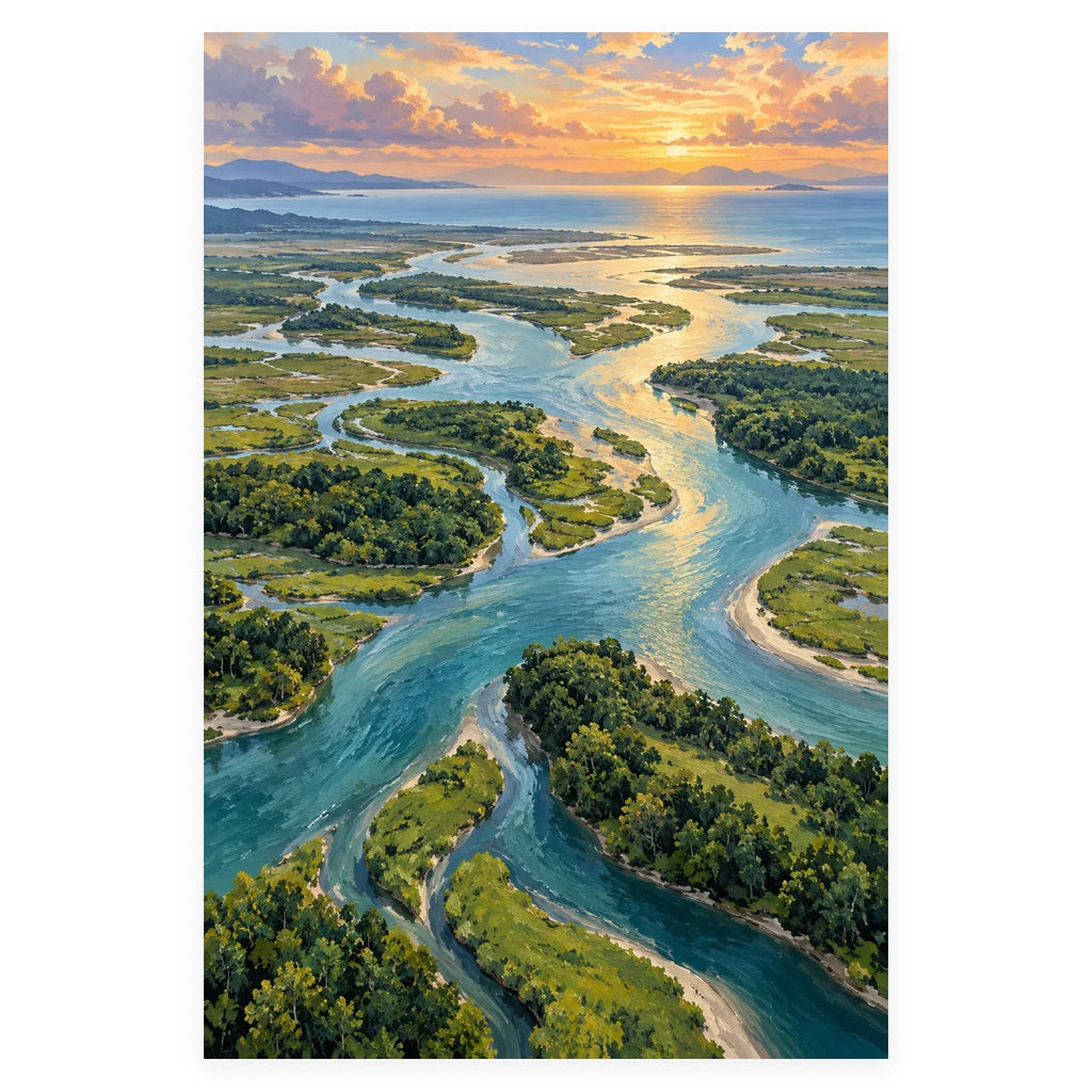 River Delta Aerial completed artwork on a clean white background