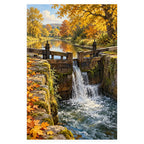 River Lock Autumn completed artwork on a clean white background