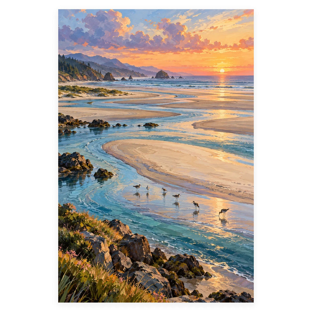 River Mouth Sandbar Birds completed artwork on a clean white background