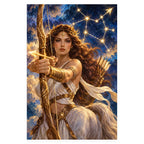 Complete original Sagittarius Woman Archer Constellation artwork centered on a white 1:1 background with the original proportions preserved.