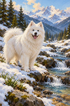 Original Samoyed in Spring Snowmelt artwork for the paint by numbers kit