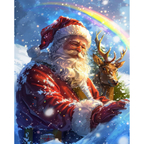Santa Beneath a Winter Rainbow paint by numbers original artwork