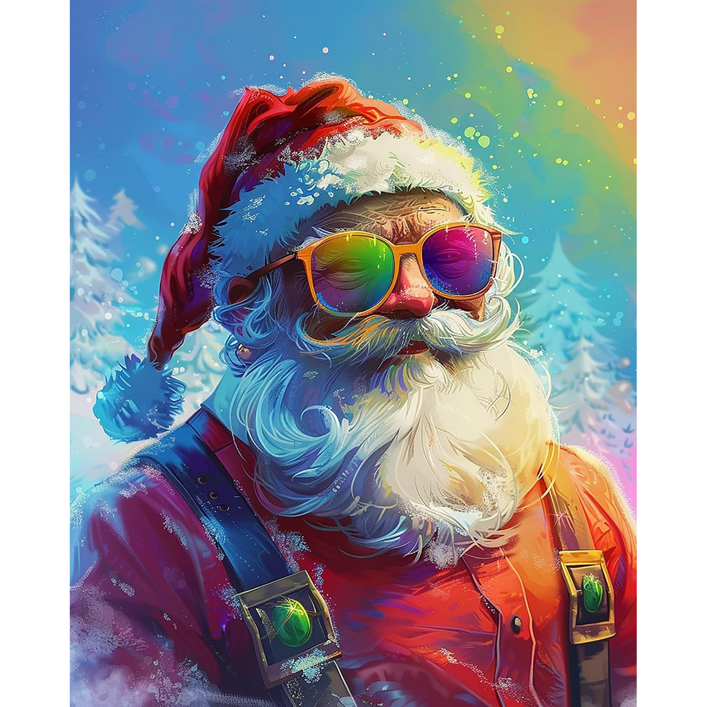 Santa in Vivid Colors paint by numbers original artwork