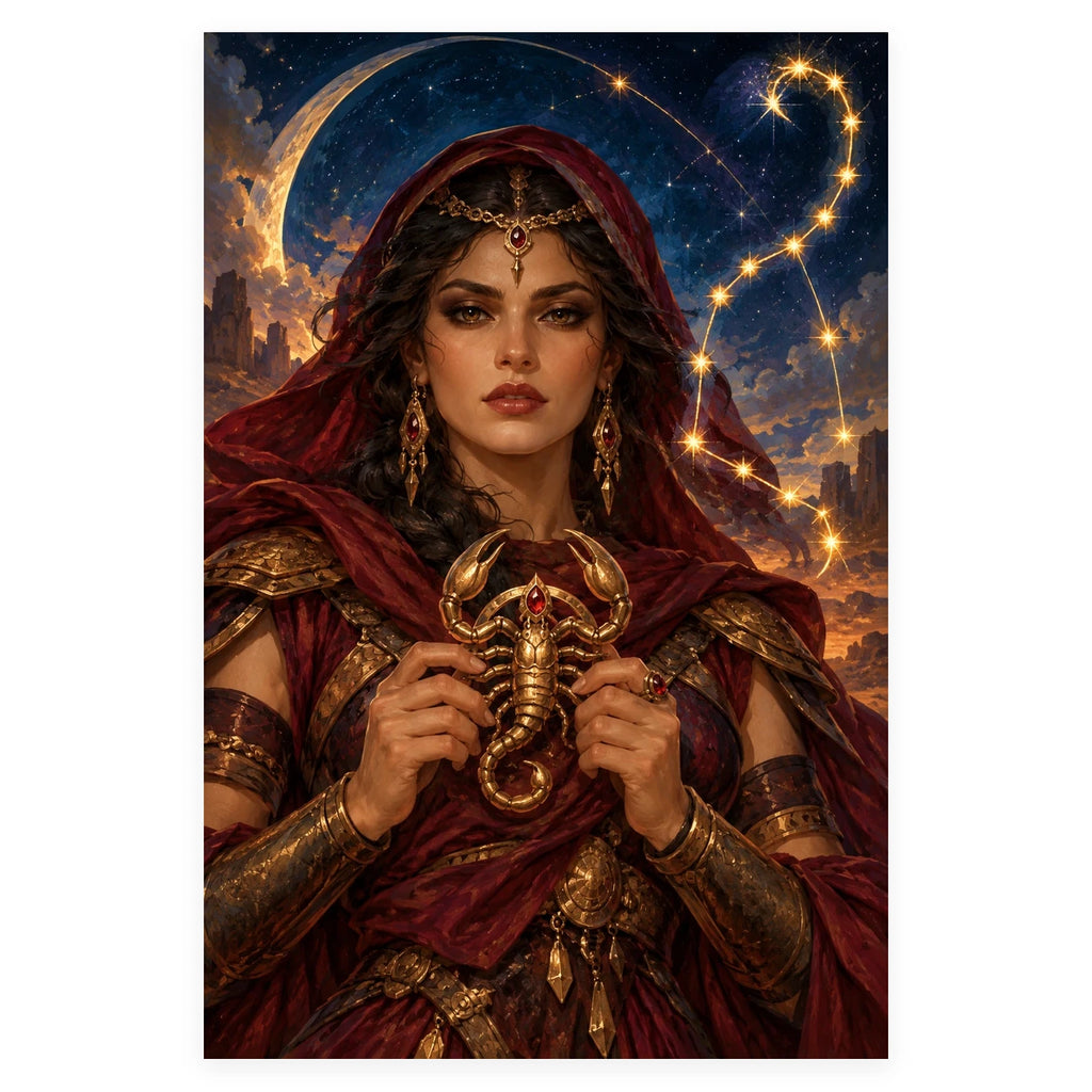 Complete original Scorpio Scorpion Guardian Portrait artwork centered on a white 1:1 background with the original proportions preserved.