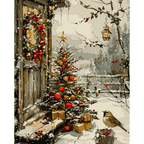 Snowbound Christmas Grove paint by numbers original artwork