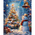 Snowfall Christmas Glow Snowman paint by numbers original artwork