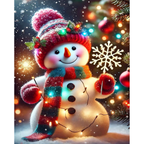Snowfall Holiday Glow Snowman paint by numbers completed artwork on a clean white background
