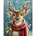 Snowfall Scarf Reindeer paint by numbers original artwork