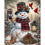 Snowfall Woodland Welcome Snowman paint by numbers original artwork