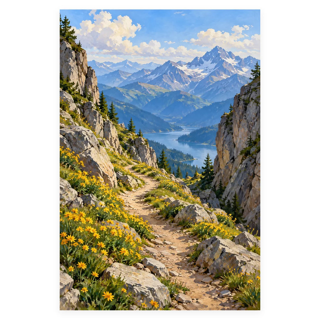 Snowless Mountain Pass Wildflowers completed artwork on a clean white background