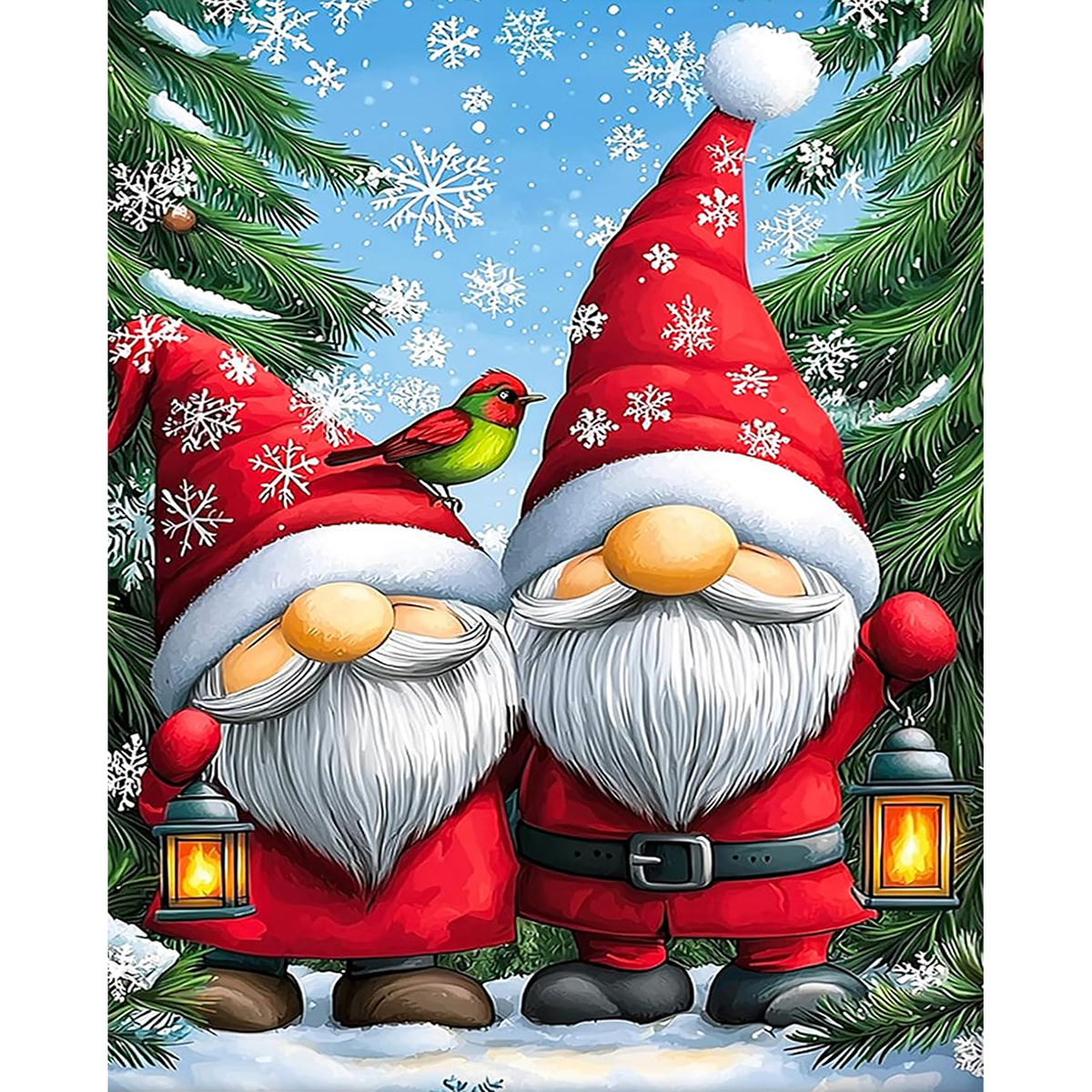 Snowy Gnome Companions paint by numbers original artwork