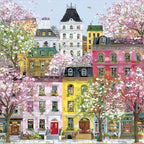 Spring Blossom European Street completed original artwork on a clean white background