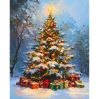 Star Above the Snowy Tree paint by numbers original artwork