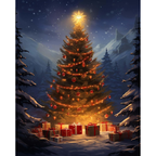 Star Over the Snowy Pines paint by numbers original artwork