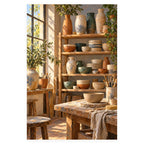 `02-sunlit-pottery-studio-ceramic-shelves-original-white-background.webp` — Full original portrait artwork of a sunlit pottery studio and ceramic shelves on a white square background, preserving the original proportions.