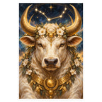 Complete original Taurus Bull Pear Blossoms artwork centered on a white 1:1 background with the original proportions preserved.