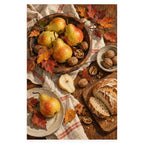 Thanksgiving Pear Walnut Table Paint by Numbers Kit completed artwork on a clean white background.