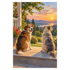 Two Shelter Dogs on a Porch completed artwork on a clean white background