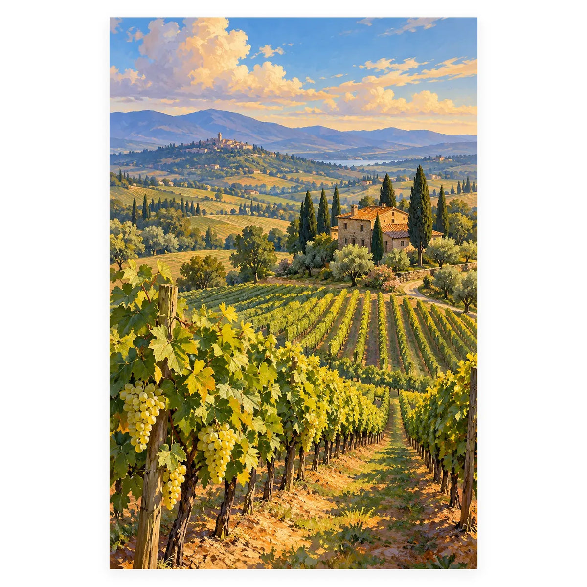 Vineyard Harvest Morning completed artwork on a clean white background