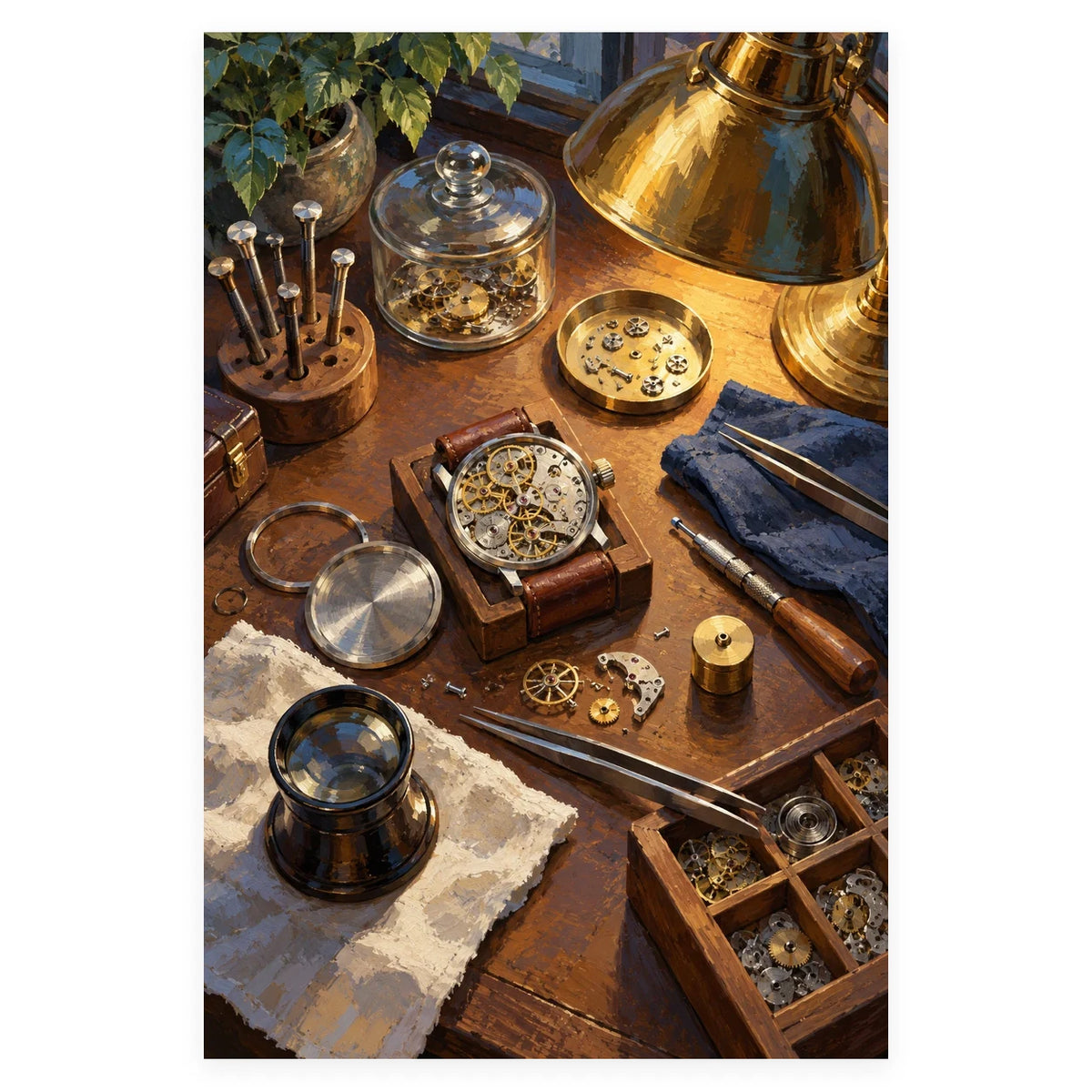 `02-watchmaker-workbench-window-original-white-background.webp` — Complete original Watchmaker Workbench Window artwork centered on a white 1:1 background with the original proportions preserved.