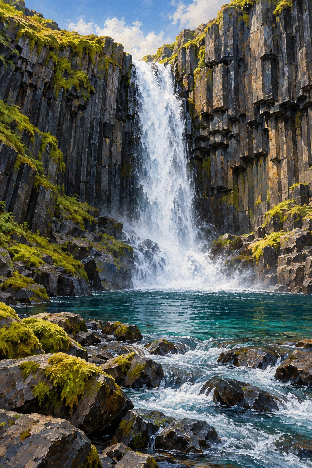 Waterfall Basalt Column completed artwork on a clean white background
