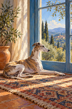 Original Whippet by a Blue Window artwork for the paint by numbers kit