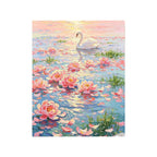 White Swan on Pastel Lotus Pond completed original artwork on a clean white background