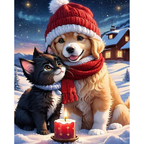 Winter Companions by Candlelight paint by numbers completed artwork on a clean white background