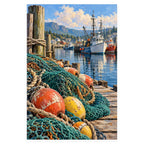 Working Harbor Net Mending completed artwork on a clean white background