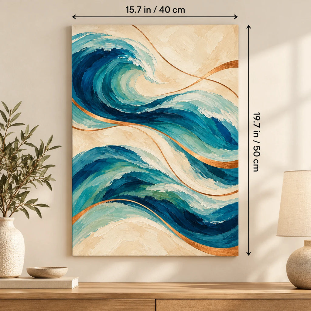 Portrait size guide for the Abstract Waves Copper Lines paint by numbers kit, 15.7 × 19.7 in (40 × 50 cm).