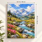 Alpine Meadow Stream Stones shown in a styled room with 15.7 × 19.7 in and 40 × 50 cm dimensions