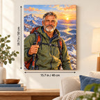 Portrait size guide for the Alpine Mountaineer at a Mountain Summit paint by numbers kit, 15.7 × 19.7 in (40 × 50 cm).