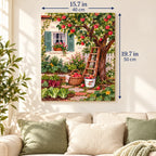 Apple Tree Cottage Garden canvas in a styled room, 15.7 × 19.7 in / 40 × 50 cm.