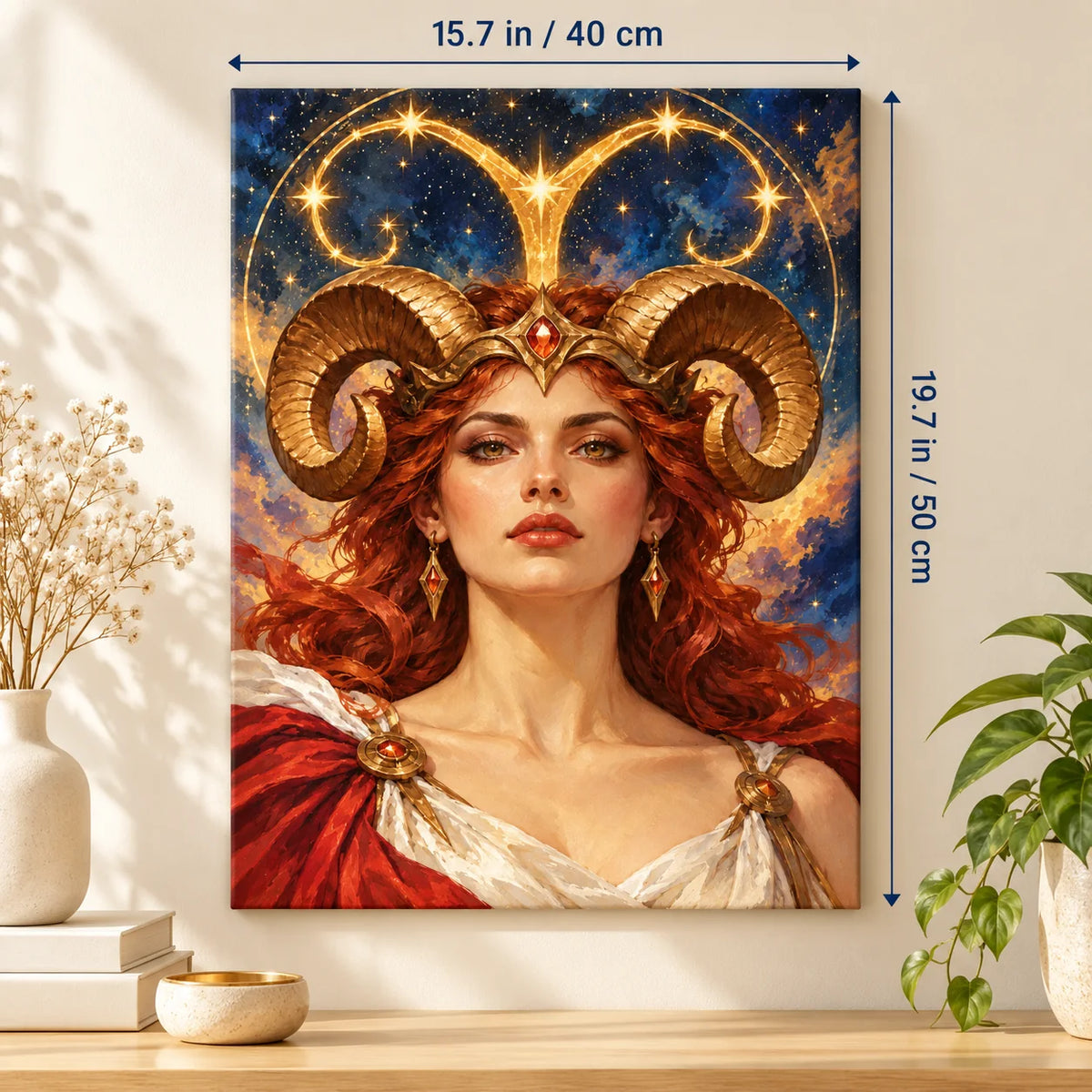 Portrait size guide for the Aries Red Star Mountain Ridge paint by numbers kit, 15.7 × 19.7 in (40 × 50 cm).