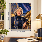 Portrait size guide for the Woman Astronomer with Telescope under the Milky Way paint by numbers kit, 15.7 × 19.7 in (40 × 50 cm).