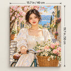 Portrait size guide for the Bicycle Woman Cherry Street paint by numbers kit, 15.7 × 19.7 in (40 × 50 cm).