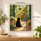 40 × 50 cm (15.7 × 19.7 in) size guide for Black Cat In Greenhouse Door paint by numbers kit