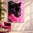 Black Panther in Hot Pink Water paint by numbers canvas in a styled room with 15.7 x 19.7 in and 40 x 50 cm dimensions