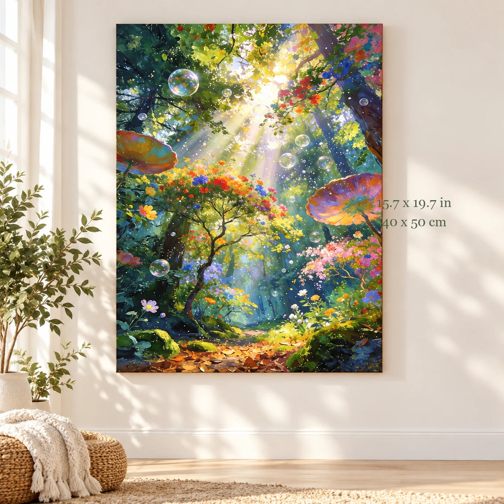 Blue Night Flowering Canopy paint by numbers canvas in a styled room with 15.7 x 19.7 in and 40 x 50 cm dimensions