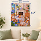 Blue Window Hydrangea Fireplace Tea Room canvas in a styled room, 15.7 × 19.7 in / 40 × 50 cm