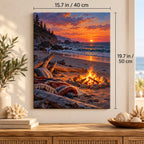 Bonfire Beach Autumn Equinox Paint by Numbers Kit shown in a styled room, sized 15.7 × 19.7 in (40 × 50 cm).