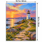 Portrait 40 × 50 cm size guide for the boston lighthouse island path paint by numbers kit.