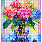 Faceted resin drills on pastel hydrangea diamond canvas