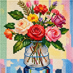 Faceted resin drills on colorful rose and tulip diamond canvas