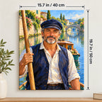 Portrait size guide for the Canal Boatman Morning paint by numbers kit, 15.7 × 19.7 in (40 × 50 cm).