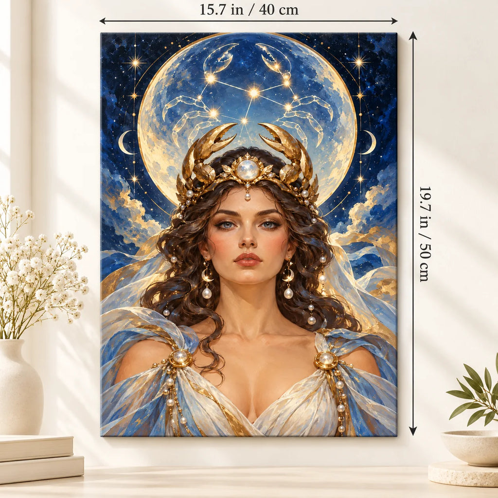 Portrait size guide for the Cancer moon goddess paint by numbers canvas, 15.7 × 19.7 in (40 × 50 cm).