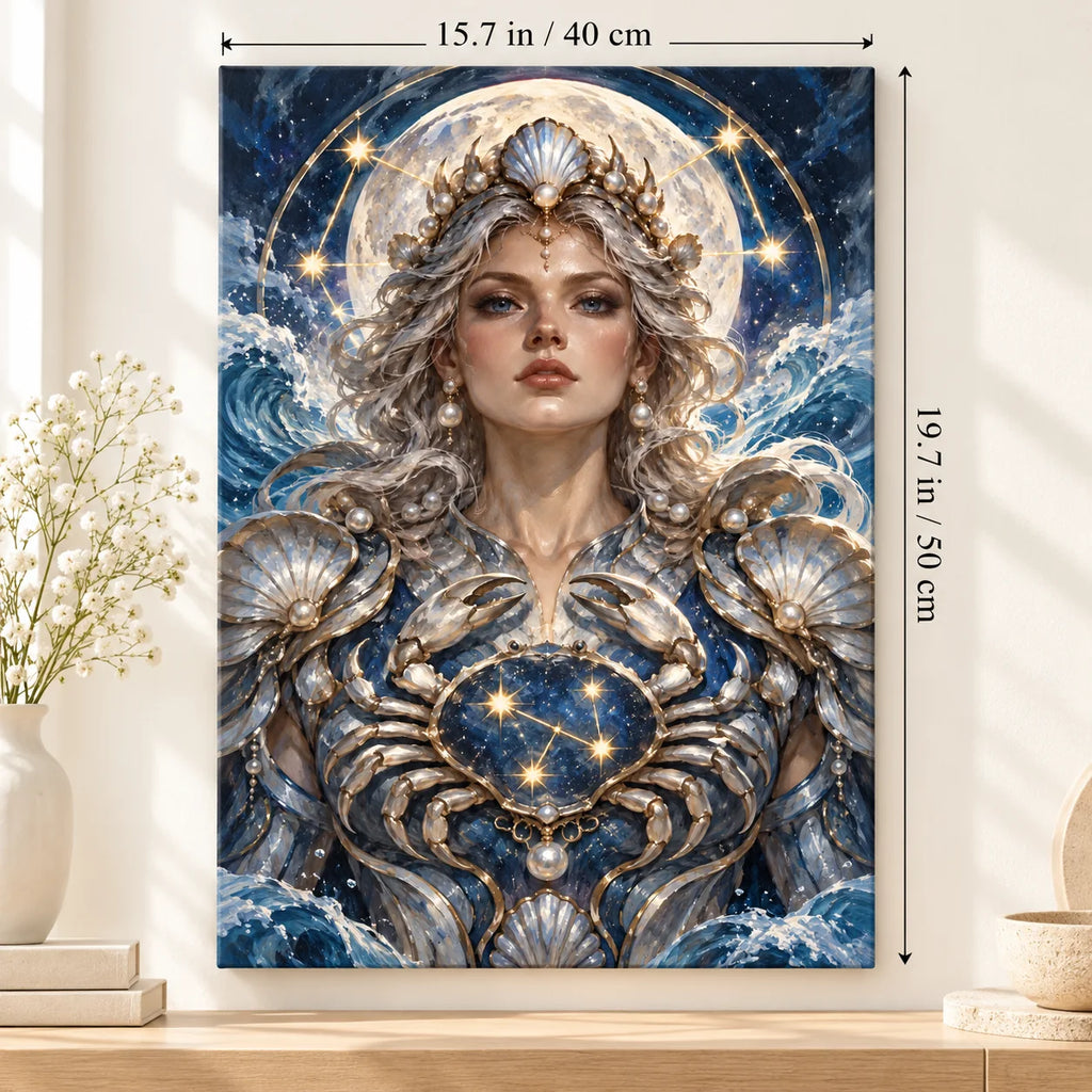 Portrait size guide for the Cancer moon goddess paint by numbers canvas, 15.7 × 19.7 in (40 × 50 cm).