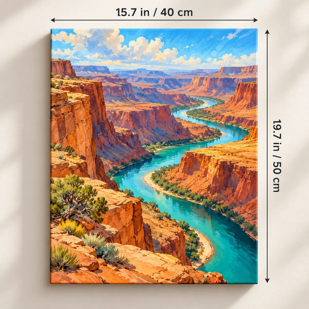 Canyon River Switchback shown in a styled room with 15.7 × 19.7 in and 40 × 50 cm dimensions