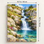 Portrait 40 × 50 cm size guide for the cascading meadow waterfall paint by numbers kit.