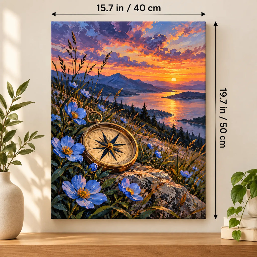 Portrait size guide for the Celestial Compass Wildflowers paint by numbers kit, 15.7 × 19.7 in (40 × 50 cm).